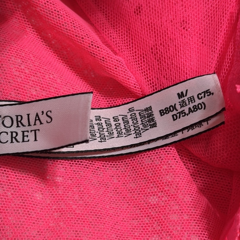Victoria's Secret Dream Angels Neon Pink Lace Bustier Corset Crop Bra Size M - Picture 6 of 6
